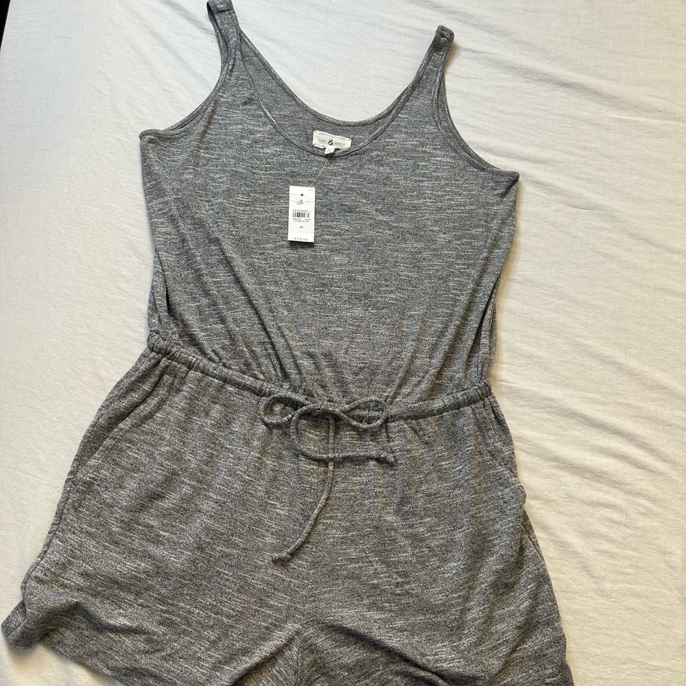 Lou & Grey Gray Romper with draw string - Medium - NWT